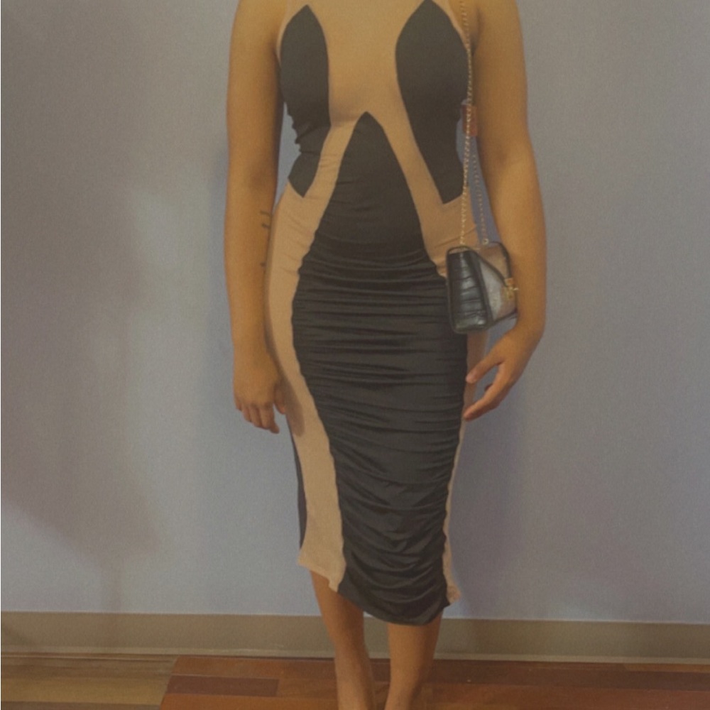 Black and nude body-con Sexy dress
